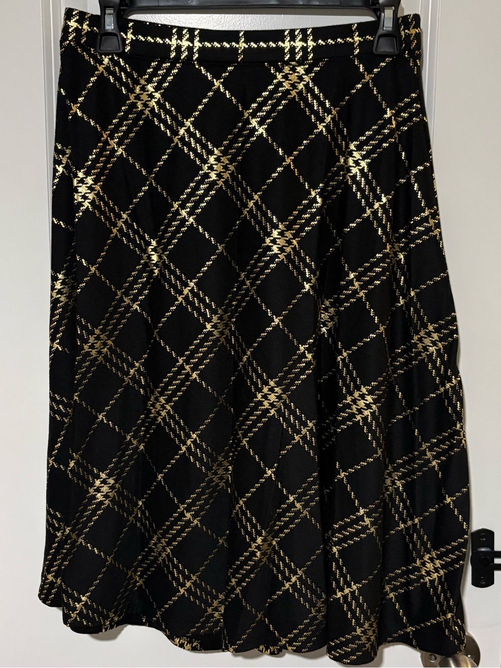 Laura Scott Petite Black Gold Plaid Skirt Size MP